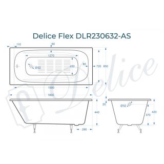 Ванна чугунная Delice Flex DLR230632-AS 180х85 с антискользящим покрытием